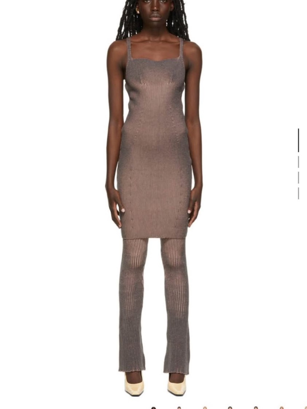Isa Boulder Ribbed Knit Brown Tank Dress